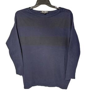 The Furies by Rikke Korff Oversized Navy Striped Cotton Long Sleeved Tee Sz S